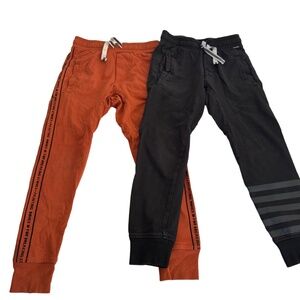 Munster Joggers Bundle Lot Of 2 Orange Black Grey Stripe Drawstring Pants Size 8